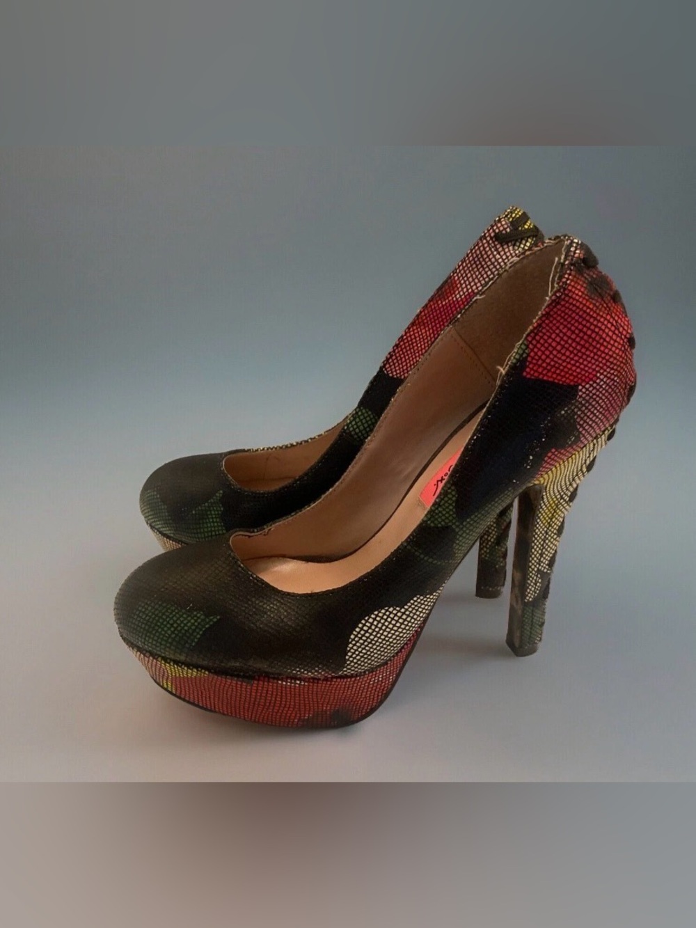 BETSEY JOHNSON WOMEN'S SIZE 6 SHOES PLATFORM HEELS DITAN MULTI COLORMO